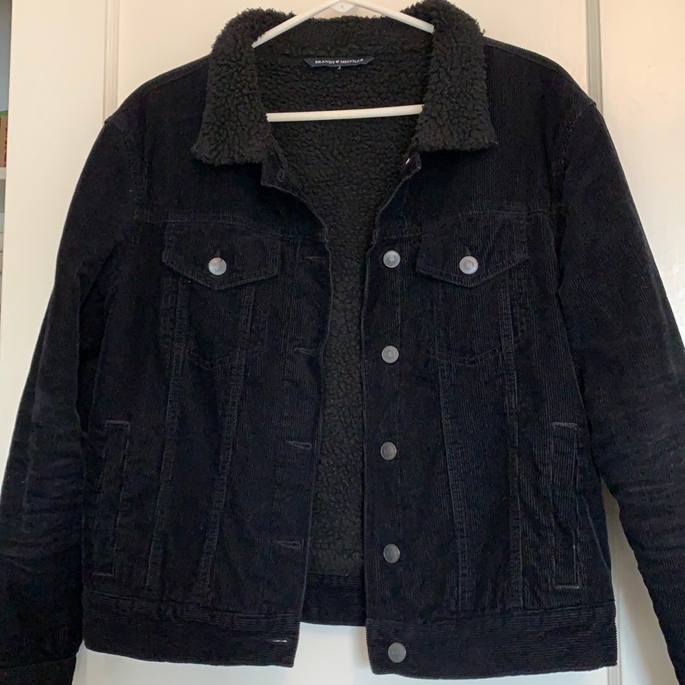 Corduroy and wool collared jacket